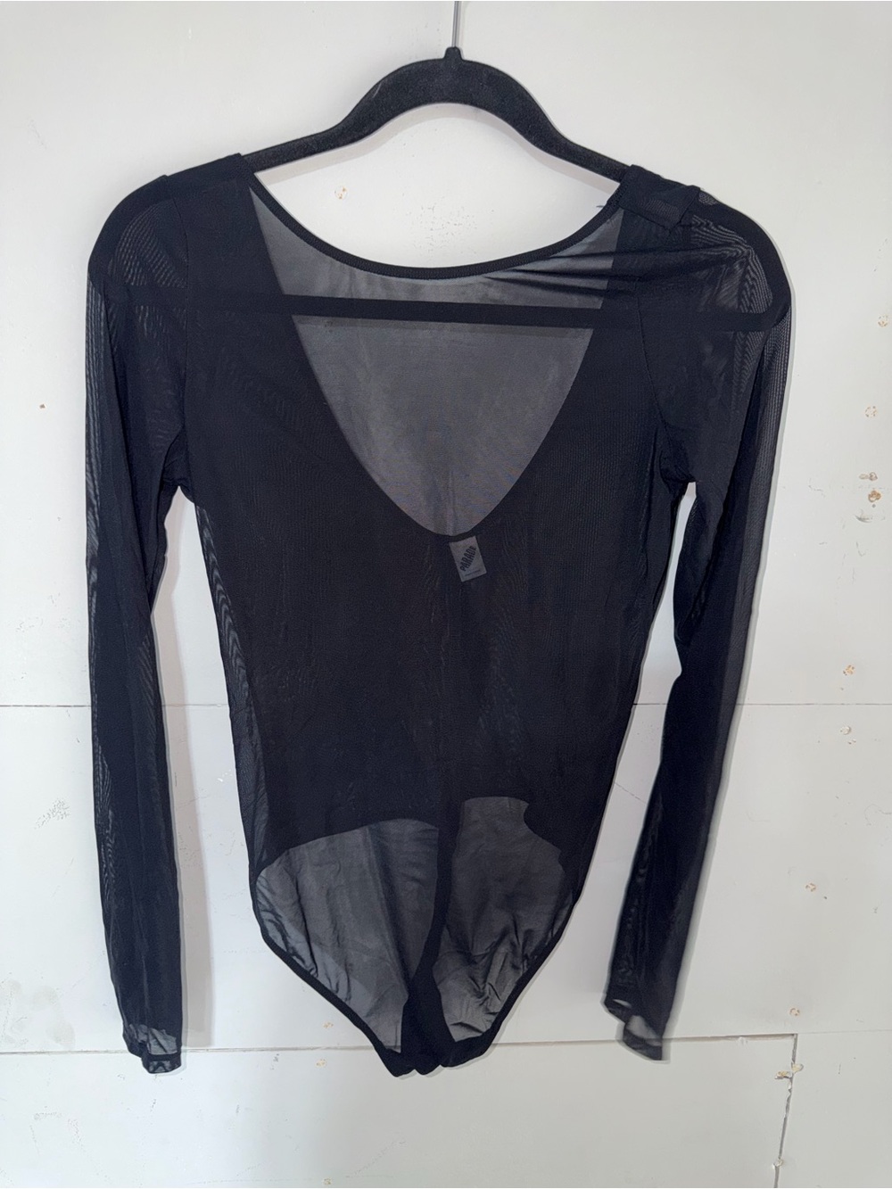 PARADE Sheer Scoop Back Bodysuit Strechy Size L